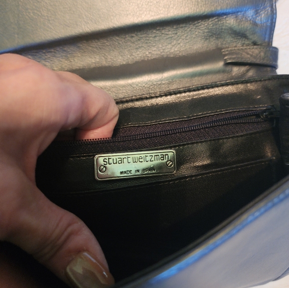 STUART WEITZMAN Metalic Gray Studded Crossbody - Picture 4 of 4